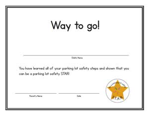 Thumbnail of a parking lot safety award certificate