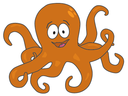 Orange Ollie the octopus mascot for the Sensory Awareness Program